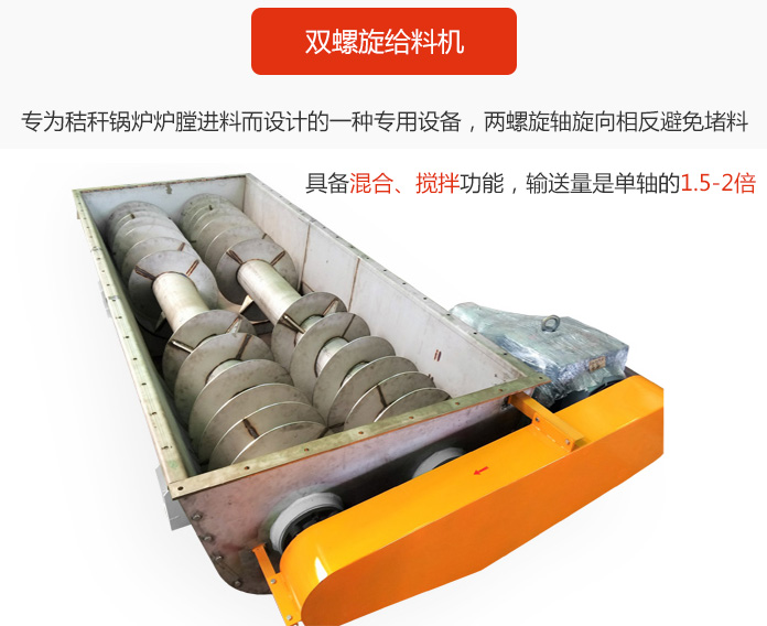 雙螺旋給料機采用雙軸設計，具備混合、攪拌功能。